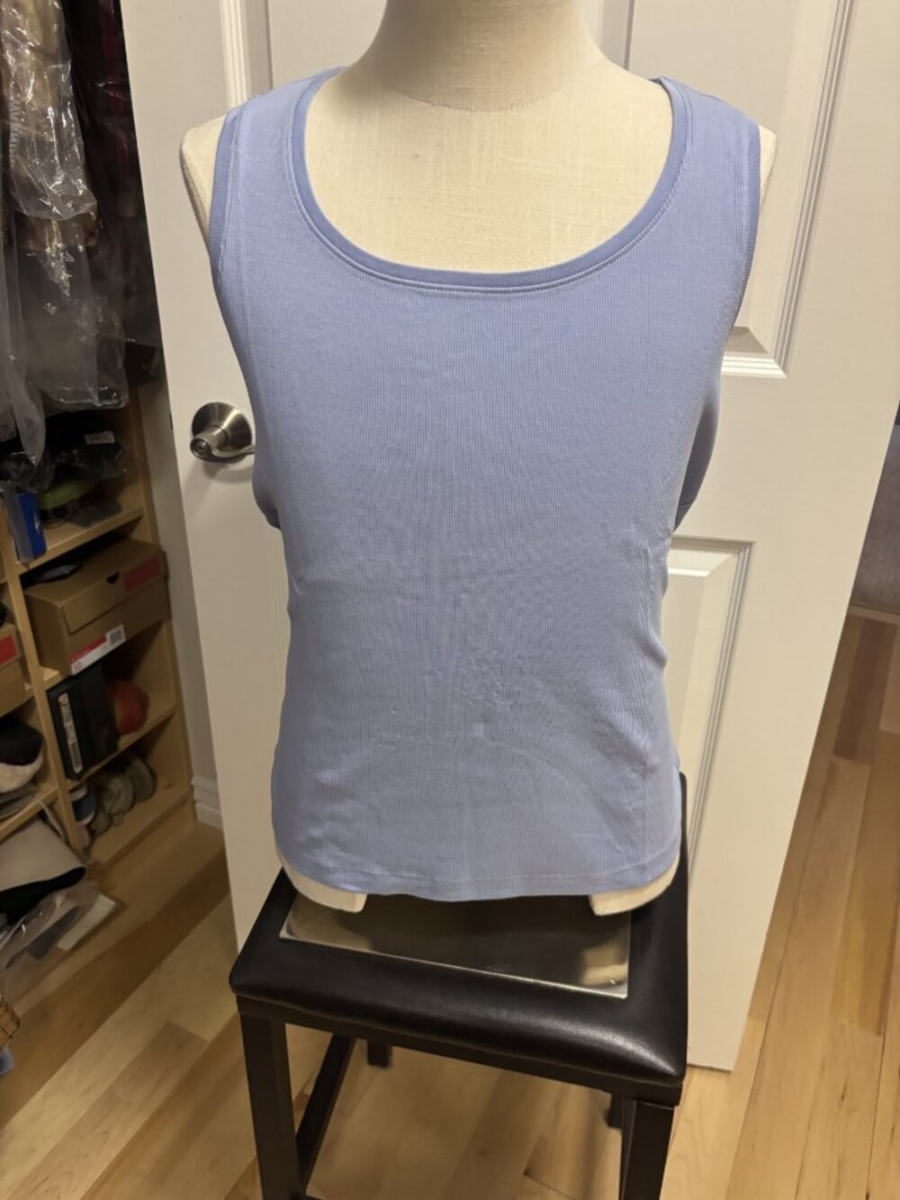 Light steel blue ribbed knit tank